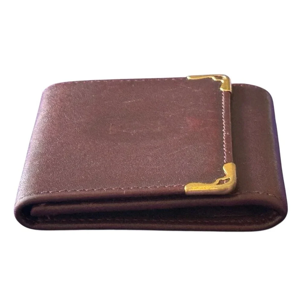 Cartier Bordeaux Burgundy Red Leather Logo Coin Wallet - Picture 6 of 11